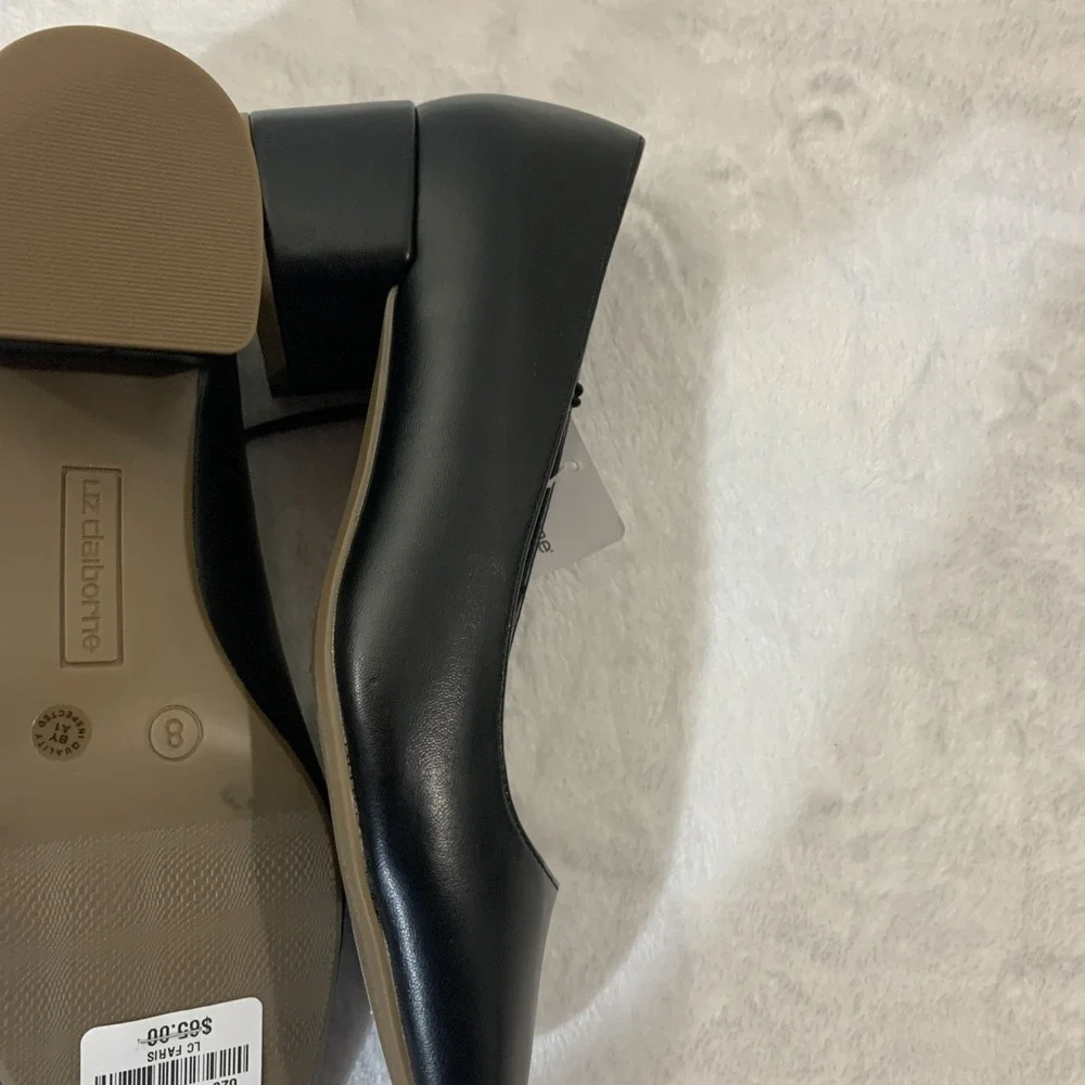 NWT Liz Claiborne Black Memory Foam Pumps Block Heels Dress Shoes Women's Size 8